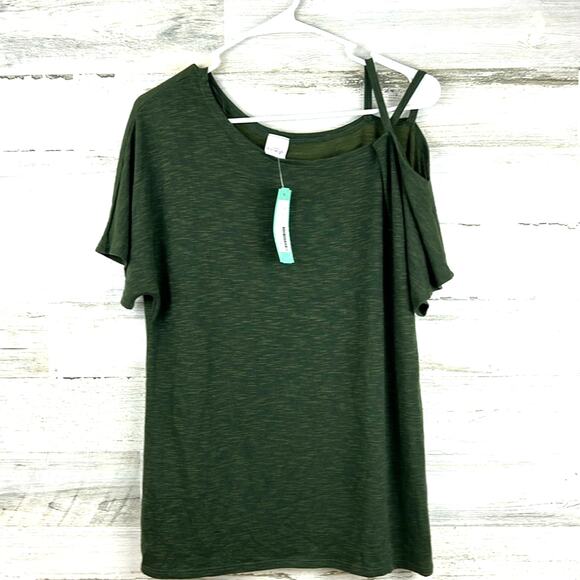 Kaileigh Johnesman Women S Olive Green One Shoulder Knit Stretch Top NWT - Picture 1 of 5